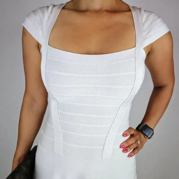 Herve Leger White Nahla Bandage Dress $1290 - Picture 4 of 14